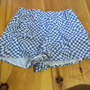 Hollister white and blue checkered shorts